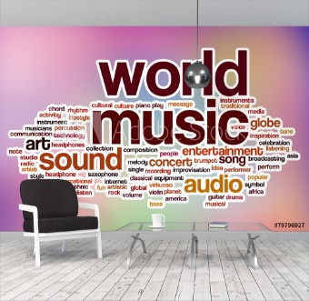 Bild på World music word cloud with abstract background